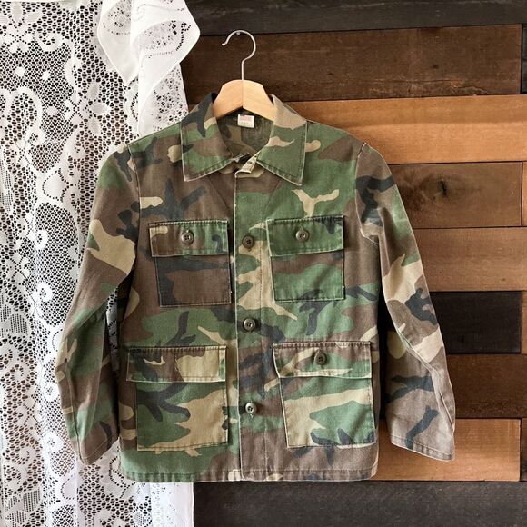 Vintage Other - Vintage Kids 90s Camo Army Jacket Lightweight Button Up Jacket Size 16